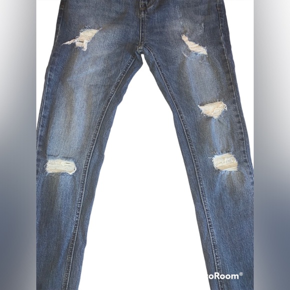 Men’s Empyre Verge Lap Blue Distressed Tapered Skinny Jeans - Picture 6 of 14